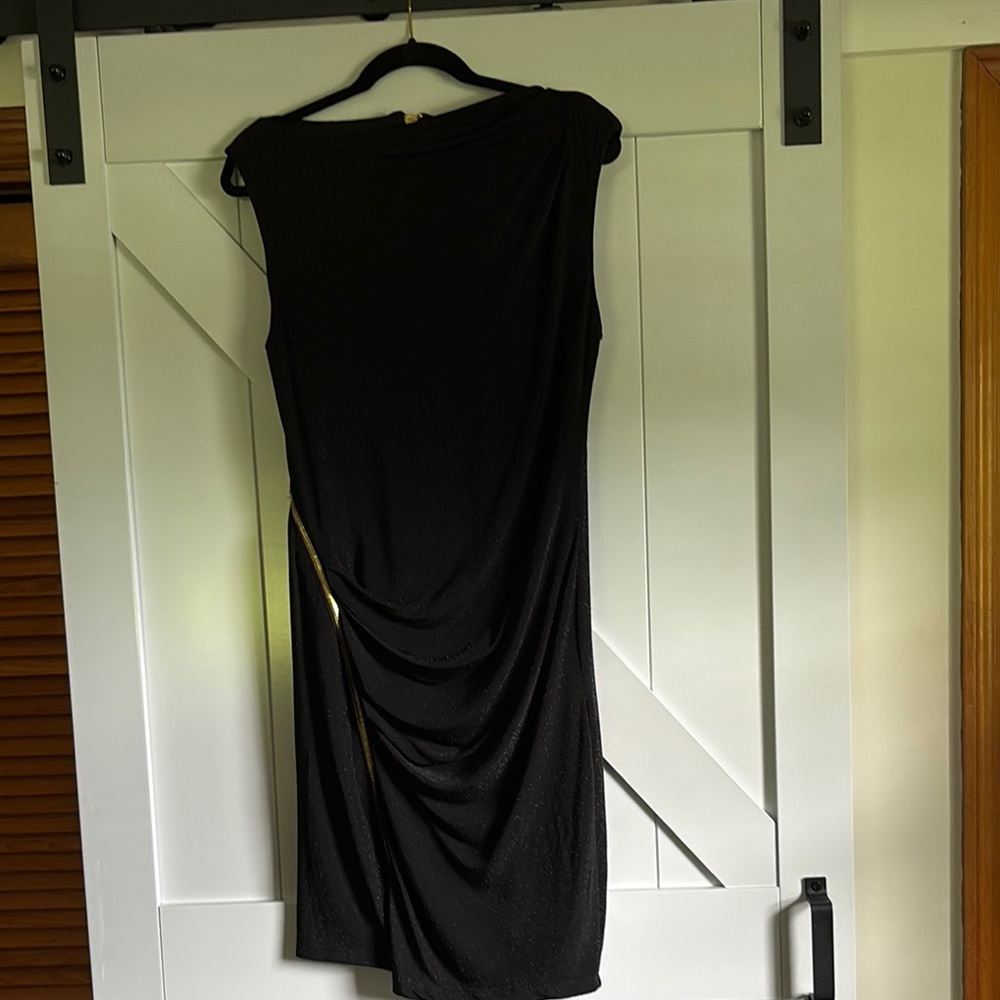 Allen B. By Allen Schwartz Black Cowl Neck Sheath Midi Dress